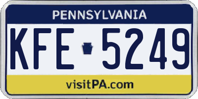PA license plate KFE5249