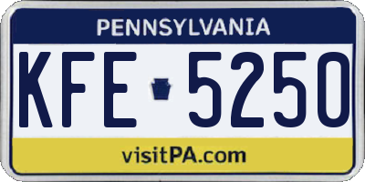 PA license plate KFE5250