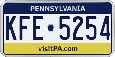PA license plate KFE5254