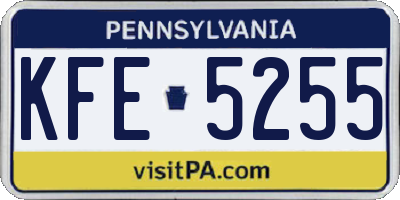 PA license plate KFE5255