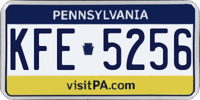 PA license plate KFE5256