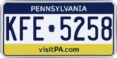 PA license plate KFE5258
