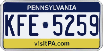 PA license plate KFE5259