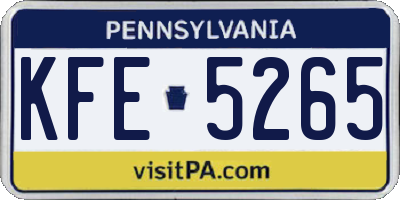 PA license plate KFE5265
