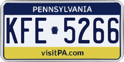 PA license plate KFE5266