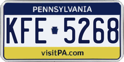 PA license plate KFE5268