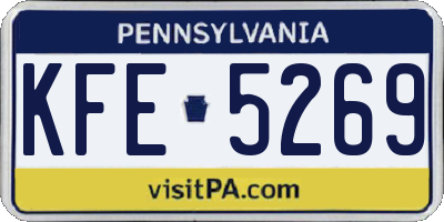 PA license plate KFE5269