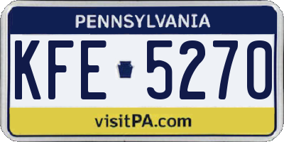 PA license plate KFE5270