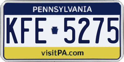PA license plate KFE5275