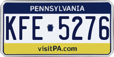 PA license plate KFE5276