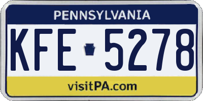 PA license plate KFE5278
