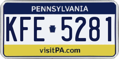 PA license plate KFE5281