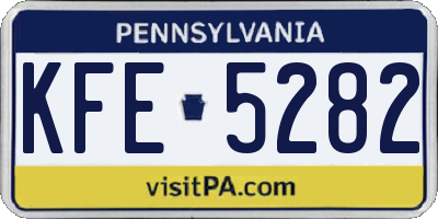 PA license plate KFE5282