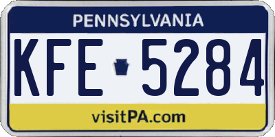 PA license plate KFE5284