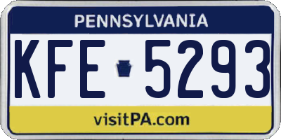 PA license plate KFE5293