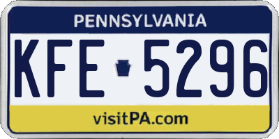 PA license plate KFE5296