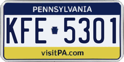 PA license plate KFE5301