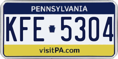 PA license plate KFE5304
