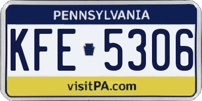 PA license plate KFE5306