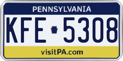 PA license plate KFE5308