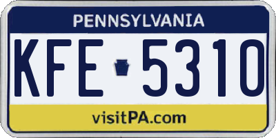 PA license plate KFE5310
