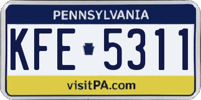 PA license plate KFE5311