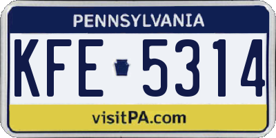 PA license plate KFE5314