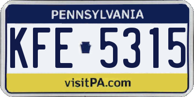 PA license plate KFE5315