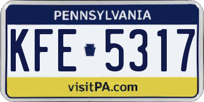 PA license plate KFE5317