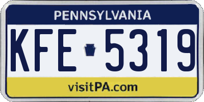PA license plate KFE5319