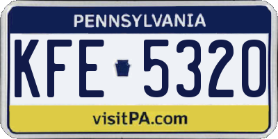 PA license plate KFE5320