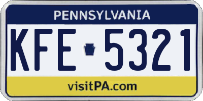 PA license plate KFE5321