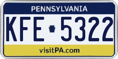 PA license plate KFE5322