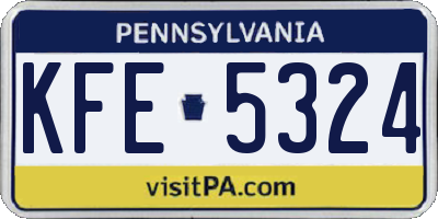 PA license plate KFE5324