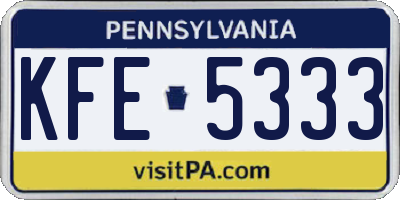 PA license plate KFE5333