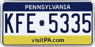 PA license plate KFE5335