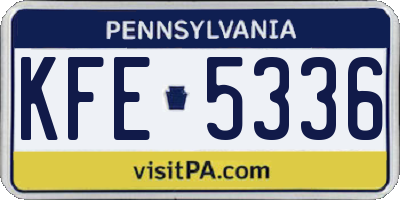 PA license plate KFE5336