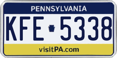 PA license plate KFE5338