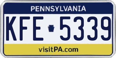 PA license plate KFE5339