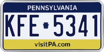 PA license plate KFE5341
