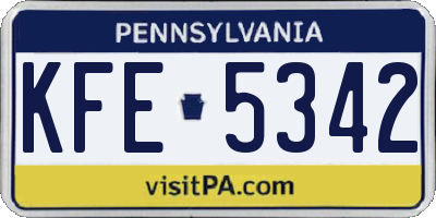 PA license plate KFE5342