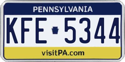 PA license plate KFE5344