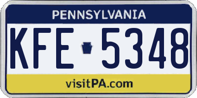 PA license plate KFE5348
