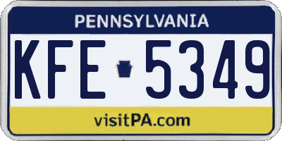 PA license plate KFE5349