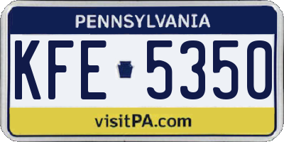 PA license plate KFE5350