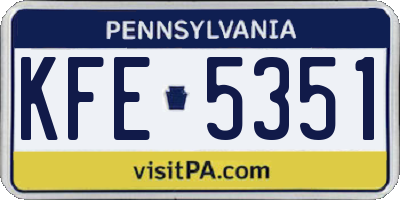 PA license plate KFE5351