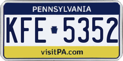 PA license plate KFE5352
