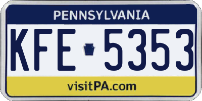 PA license plate KFE5353