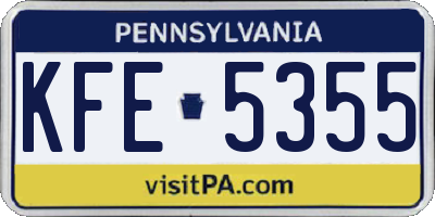 PA license plate KFE5355