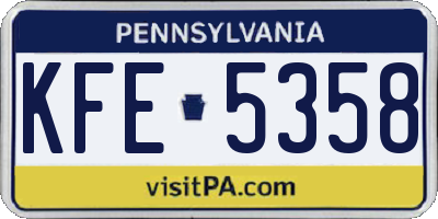 PA license plate KFE5358
